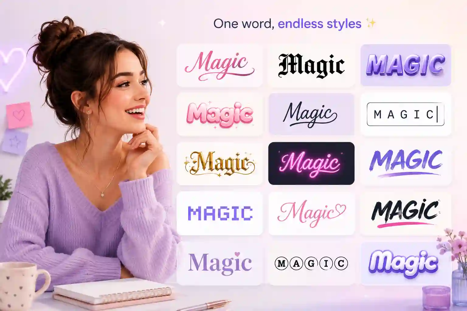 The word Fancy shown in bold, gothic, bubble and script fonts