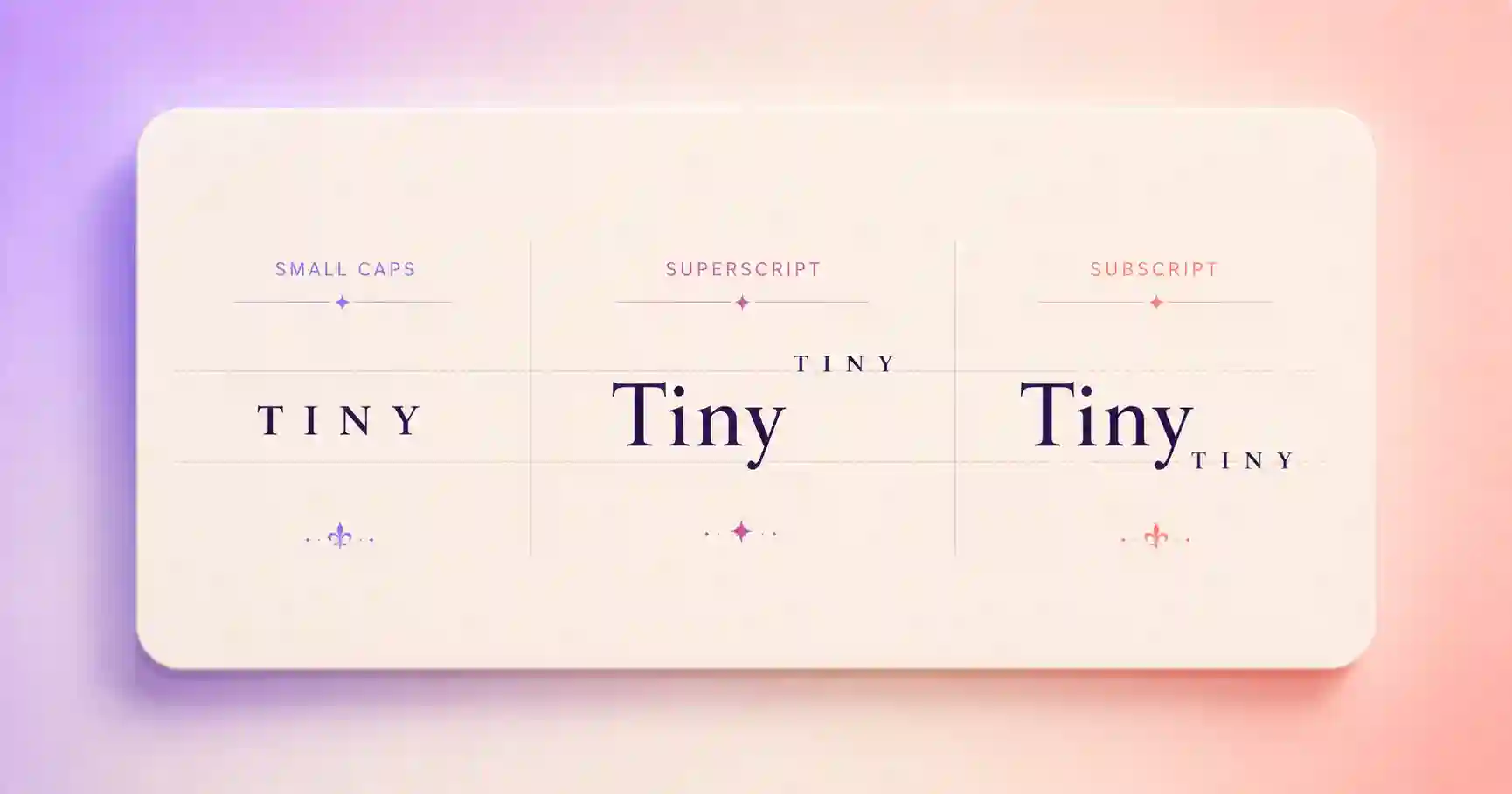 The word Tiny shown in small caps, superscript and subscript styles